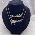 Ожерелье AurolaCo с именем на заказ, яркое ожерелье с именем, ожерелье из нержавеющей стали наклейка ожерелье для женщин, подарок, дропшиппинг
