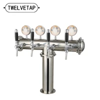 twelvetap t type 4 lines big beer column stainless steel tower with 4 tap with led light medallion drink filling brewing fd t 04