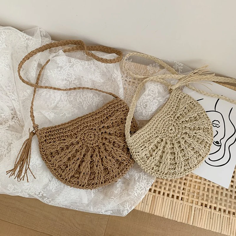 Летние мини-сумки для женщин Пляжная соломенная сумка из ротанга |