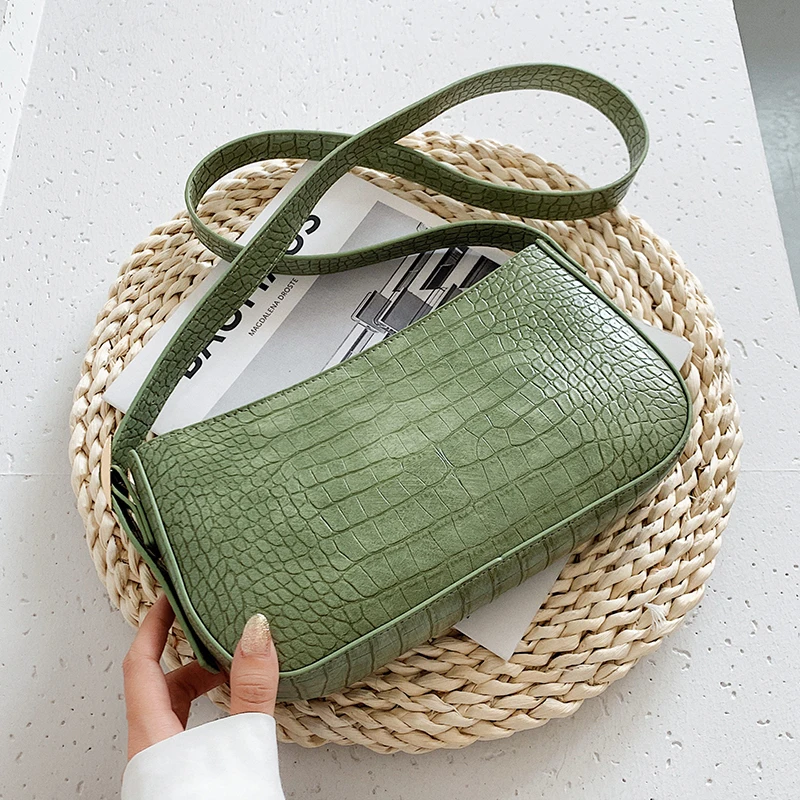 

VeryMe Leather Crocodile Pattern Shoulder Bags Ladies Solid Color Messenger Pack Popular Simple Female Handbags сумки для женщин