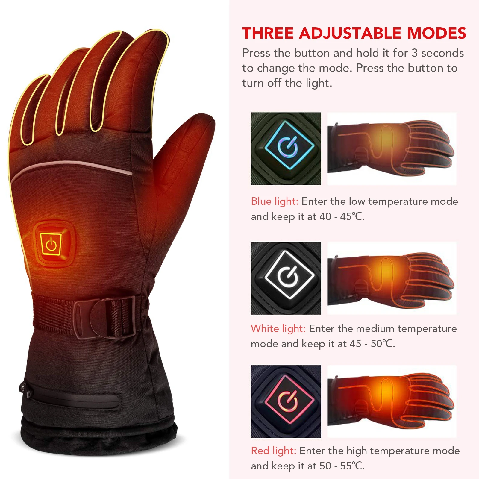 

Heated Gloves for Men Women Electric Winter Thermal Touchscreen Heating Gloves for Cycling Hiking Skiing Snowboarding Gloves