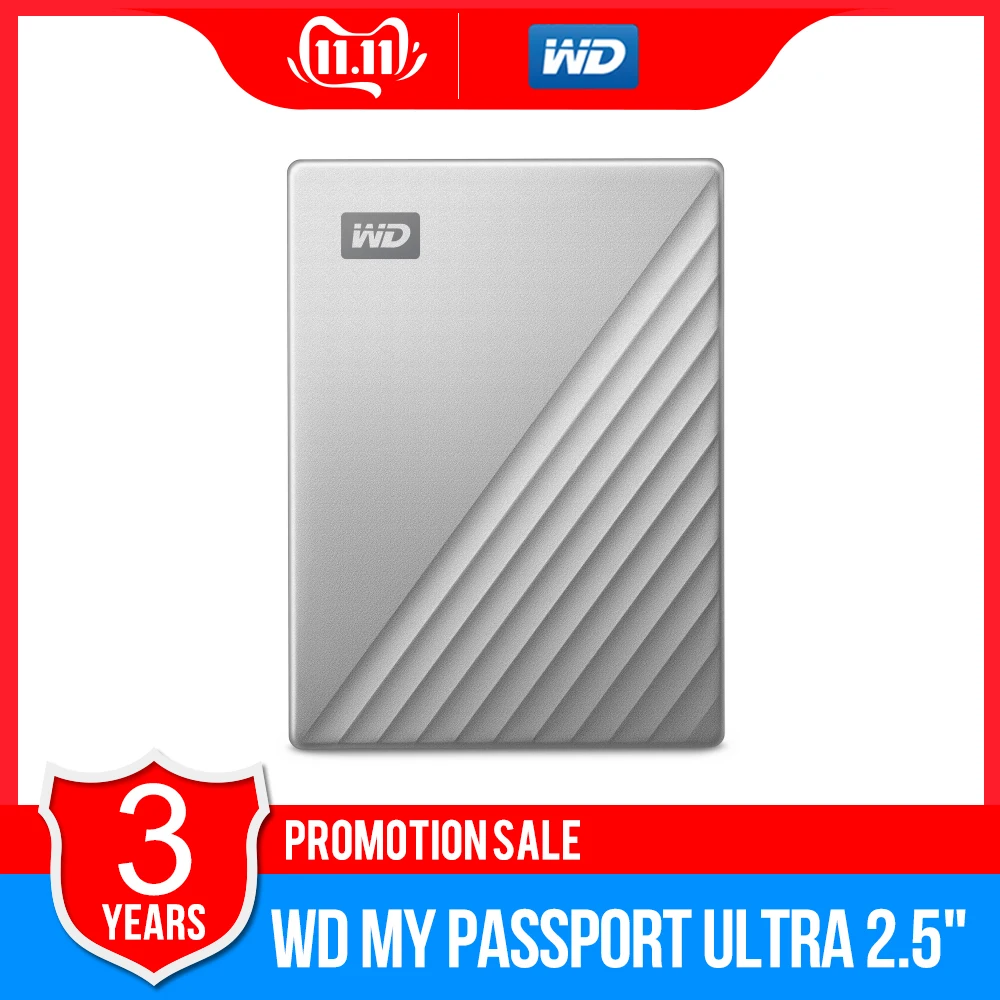 Western Digital WD My Passport Ultra 1 ТБ 2 ТБ 4 ТБ внешний жесткий диск USB-C 256-AES портативное шифрование жесткого диска для Windows Mac
