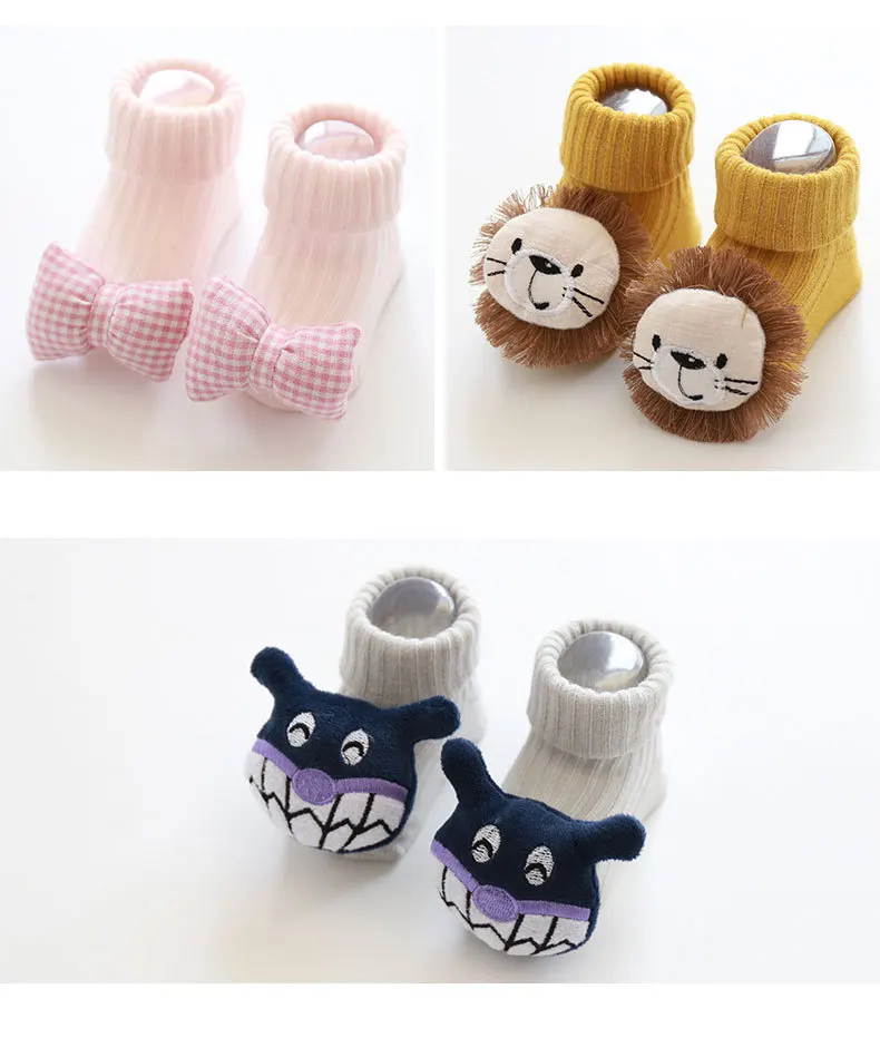 Baby Socks Floor Non-slip Cotton Cartoon Newborn 3D Lion/bow 2020 Autumn Winter Girls Boys Soft Warm Cute Boots | Детская одежда и