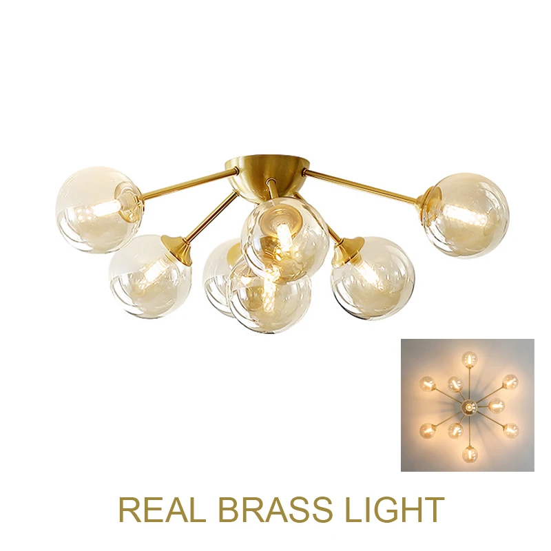 

Glass globe cooper ceiling light LED low roof ceiling lamp LED dinning living room foyer brass copper MODO LED ceiling light