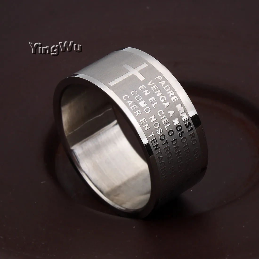 Yingwu испанское титановое стальное христианское Библейское кольцо с крестом для