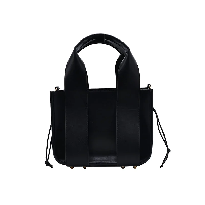 

2020 new Bag women solid color pu leather handbag fashion rivet drawstring personality single shoulder messenger hand bag women