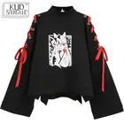 Толстовка Женская, черная, с принтом аниме, в японском стиле