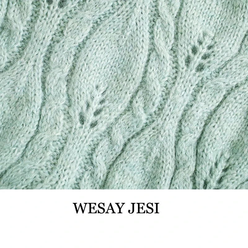 

WESAY JESI Women 2021 Spring Autumn Fashion Solid Knitted Cardigan Sweater Vintage Long Sleeve Female Outerwear Chic Tops
