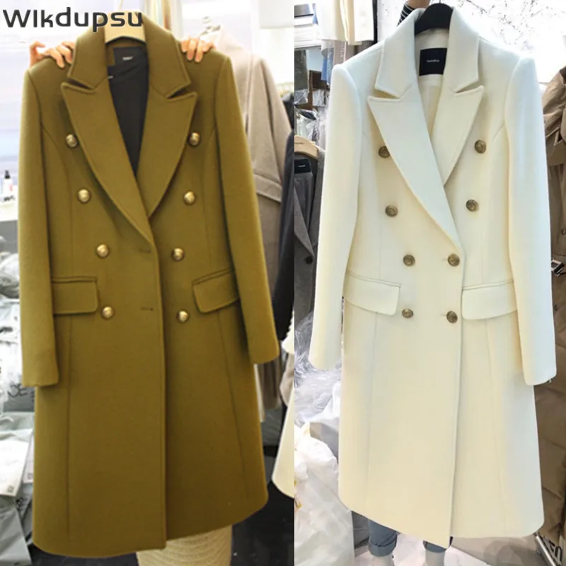 

Элегантное длинное шерстяное пальто, женское винтажное двубортное зимнее теплое приталенное пальто, стильное шерстяное пальто, женская ку...