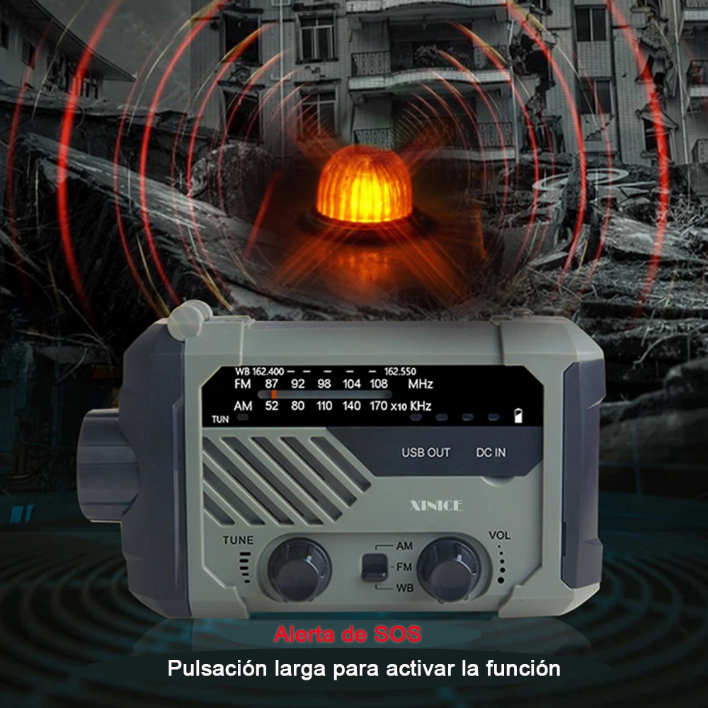 Портативный радиоприемник с рукояткой AM FM NOAA аварийный 3-в-1 лампа для чтения