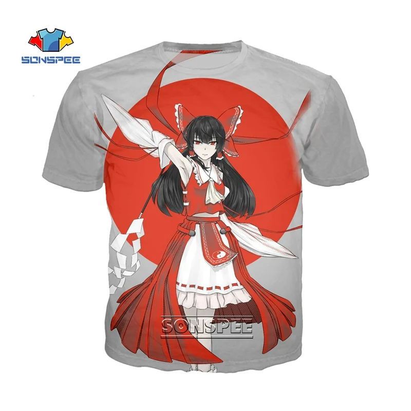 Футболки SONSPEE TouHou Project с 3D принтом футболка японским аниме Повседневная Уличная