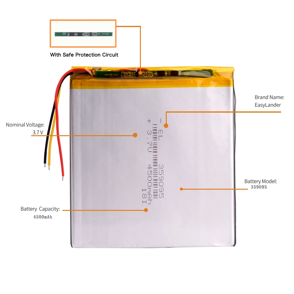 3 линии 3,7 V 4500mah планшетный аккумулятор gm литий-полимерный аккумулятор 359095 литий-ионный аккумулятор для MP3 MP4