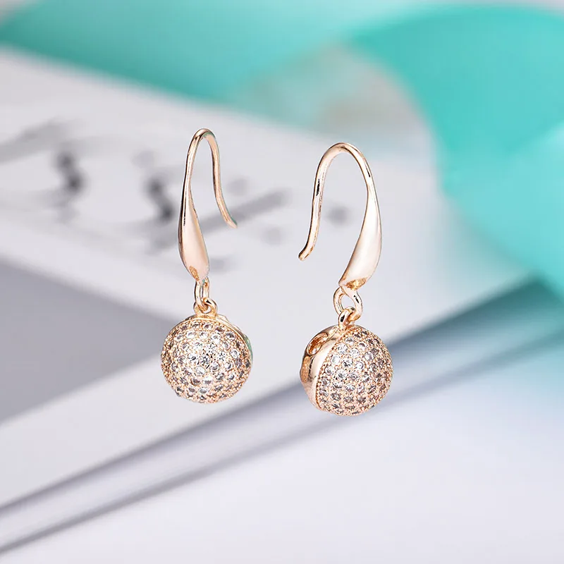 Gold MAIKALE простые круглые серьги-гвоздики медные кубические циркония корейские длинные серьги шарики золото; серебро; Сережки для женщин - Окраска металла: Gold