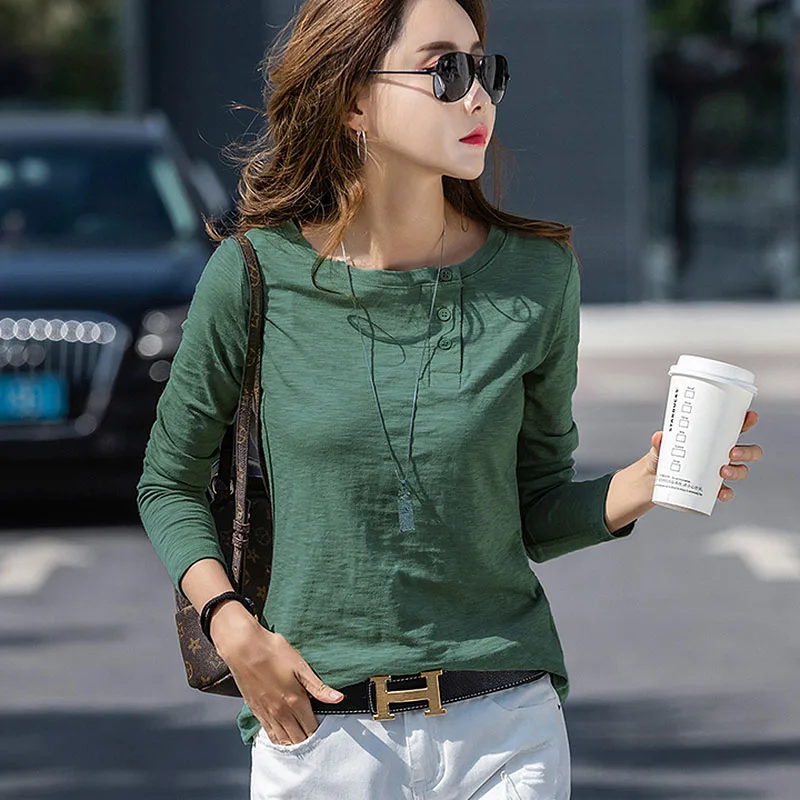 Футболка BOBOKATEER с длинным рукавом Женские топы хлопковая Черная женская белая