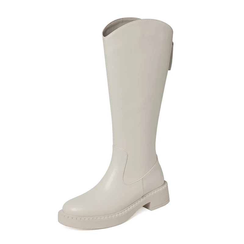 

GD-time INS Sexy 2022 Knee High Boots Winter Square Med Heel Fashion Women Shoes Round Toe Zipper Autumn Female Boots Size 34-39