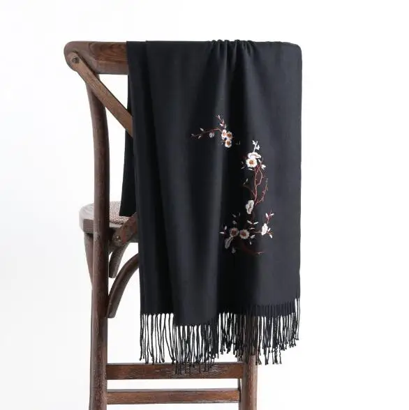 

Шарф женский, зимний, с вышивкой, с кисточками, универсальный, шаль, теплый нагрудник