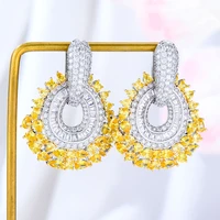 godki trendy fireworks drop earring for women wedding cubic zirconia dubai bridal earrings costume jewelry summer party