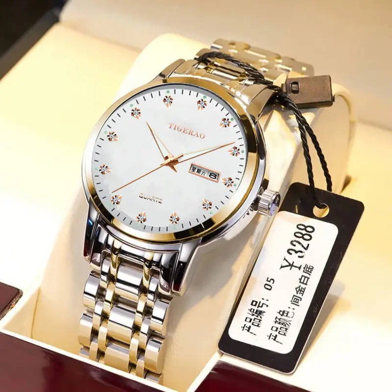 

Оригинальные швейцарские автоматические кварцевые часы мужские часы светящиеся с двойным календарем водонепроницаемые Модные деловые ча...
