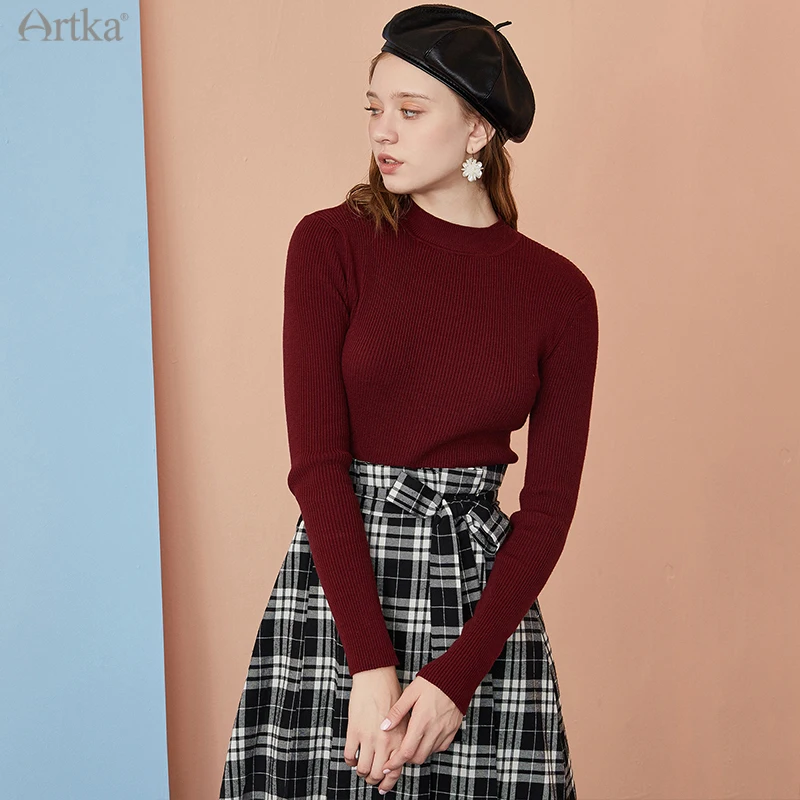 Женское трикотажное платье в клетку ARTKA синее клетчатое длинное составного кроя