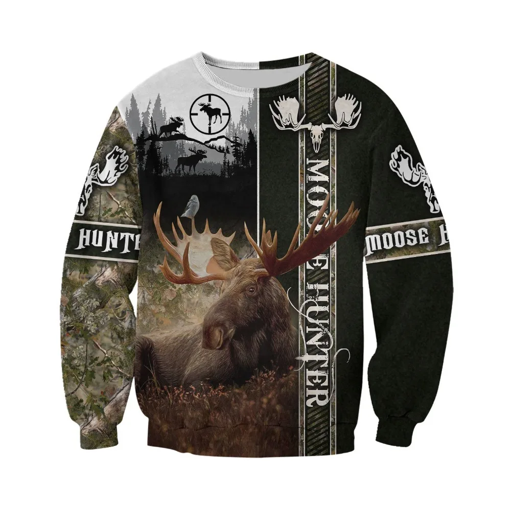 

3D All Over Printed Moose Hunter Hoodie For Men/Women Harajuku Fashion Animal Hooded Sweatshirt Casual Clothing