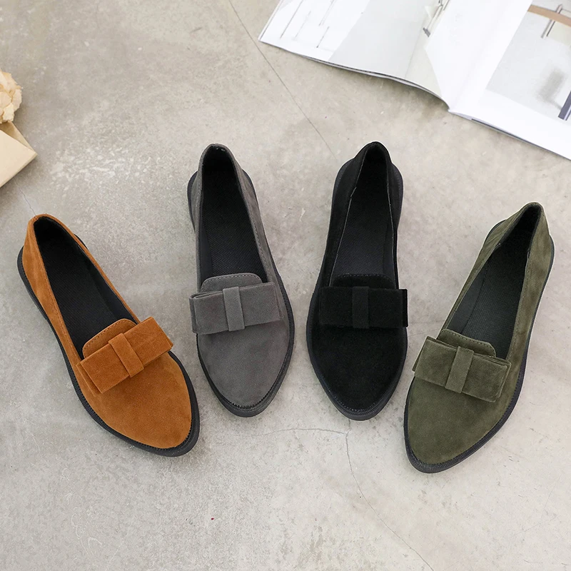 

Fashion Bow-knot Casual Flat Shoes Ladies Autumn Breathable Comfortable Soft-soled Shoes Pointed Toe Shallow Flat Women Shoes