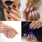 Удивительная матовые ногти пресс для ногтей, для нанесения с помощью клея 100 Типс Non-Блестящий лак для ногтей высокое поставщики сырья для модного цвета черный, красный винный новой красоты гроб