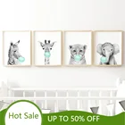 WTQ Чирок пузырь слон жираф ребенок стены Искусство Холст живопись плакаты Животные Детская комната нордический ребенок украшение комнаты картины