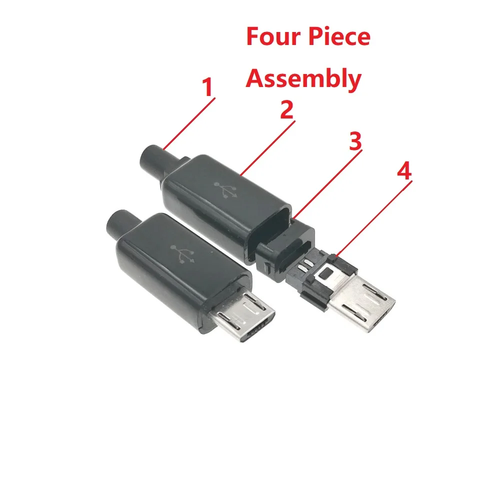 10 шт. DIY Micro usb Тип B Мужской 5pin четыре части сборки разъем розетка