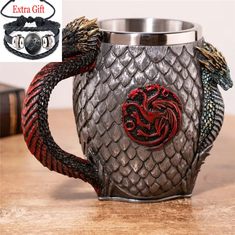 Бесплатный браслет Игра престолов кружки Дракон огонь и кровь из нержавеющей
