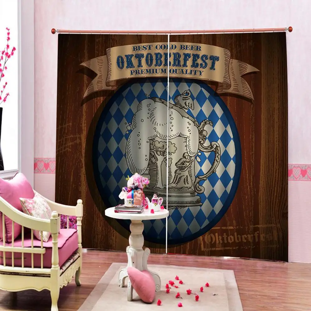 

European style Oktoberfest Beer Window Curtains For Living room bedroom Blackout Drapes indoor Home Decor