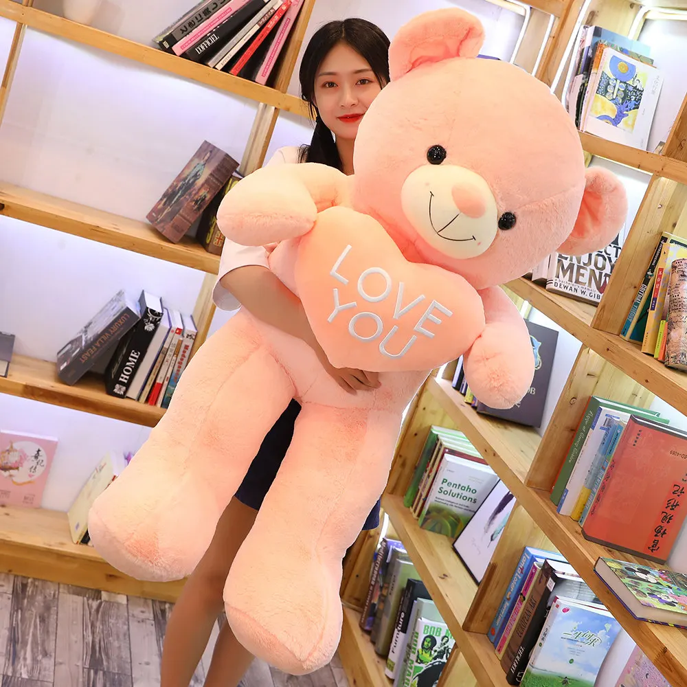 

130cm Giant America Teddy Bear with heart Plush Toys Super Soft Bear Popular Birthday & Valentine's Gifts For Girls Kid's Toy