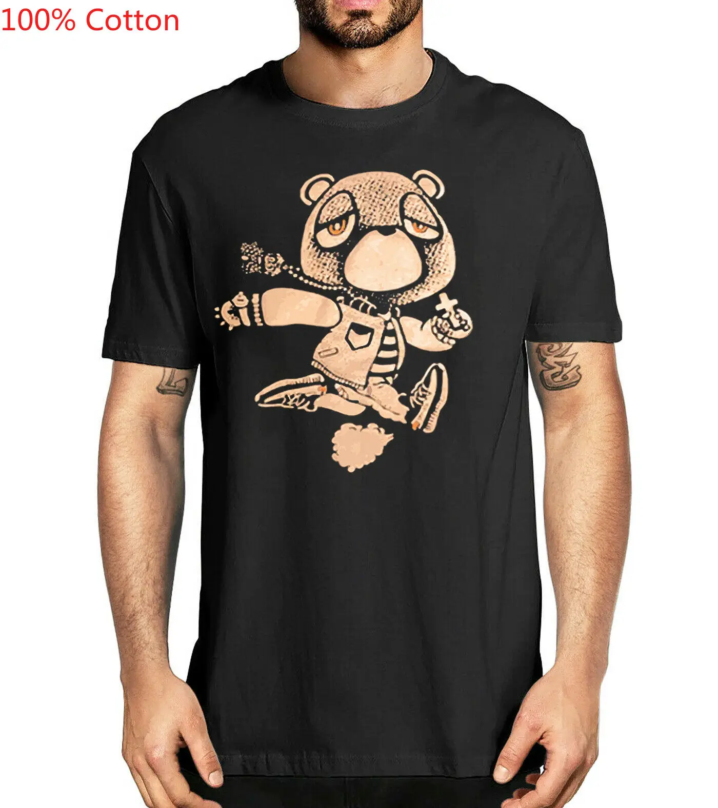 

Tan Kanye West Bear Late for Church crewneck for Yeezy Boost 350 V2O - Collar Four - Season Printed Cotton T-shirt Short Sleeves