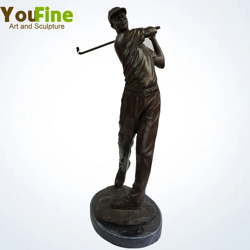 

22.84" Bronze Golfer Statue Bronze Swinging Golfer Sculpture Modern Sport Male Art Sculptures Home Office Decor Ornament Crafts
