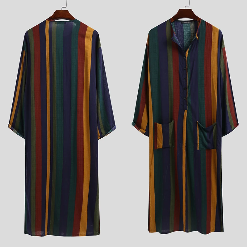 Мужское винтажное платье с длинным рукавом однотонное в арабском стиле