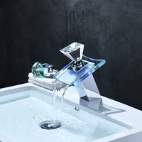 led crystal washbasin kitchen faucets creative luminous square waterfall kitchen faucets cocina accesorio household goods ez50st