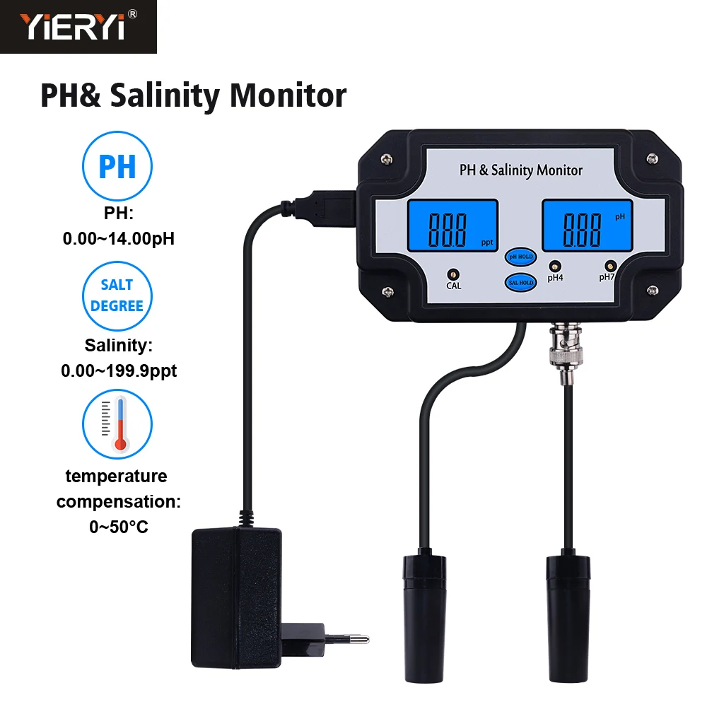 Yieryi PH 2685 и монитор солености 2 в 1 измеритель ph тестер для аквариума бассейна спа