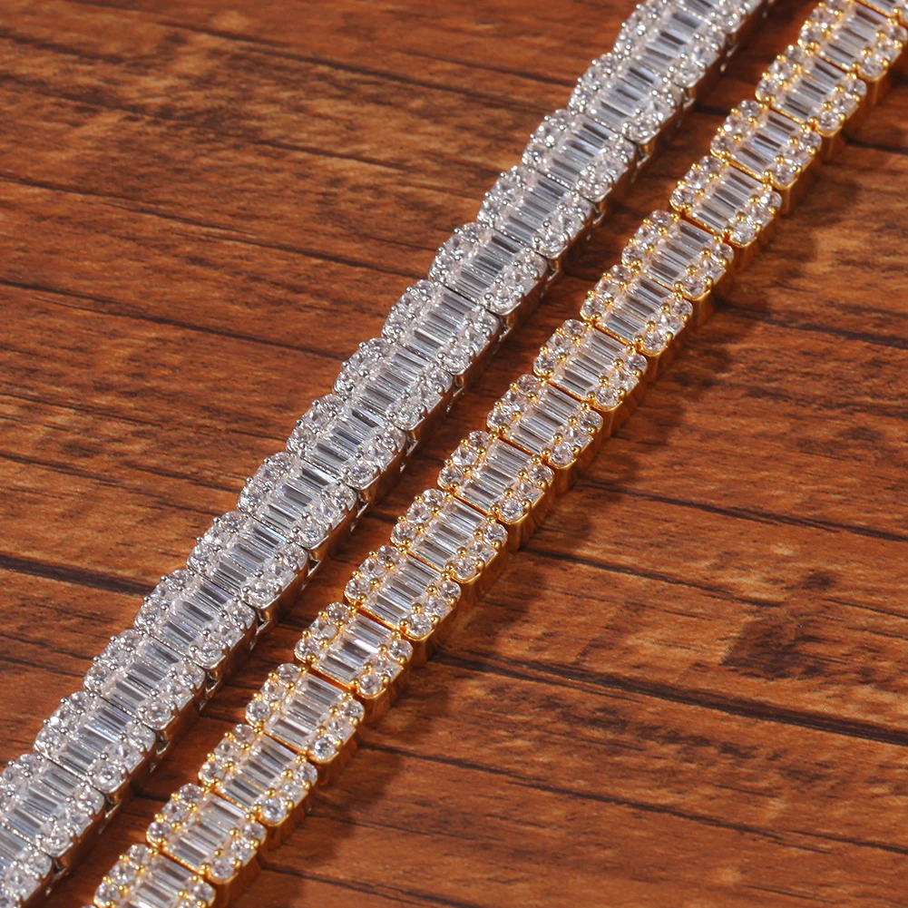 TBTK Iced Out белый квадратный багет Кластерные цепи ожерелье мужские модные подвески ювелирные изделия серебро хип-хоп шикарное тяжелое ожерелье