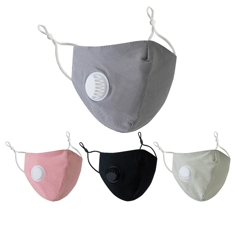 

Respiratory Solid Color Cotton Mask Mouth Masks Washable Reusable PM2.5 Activated Carbon Filter Windproof Warm Face Shield Masks