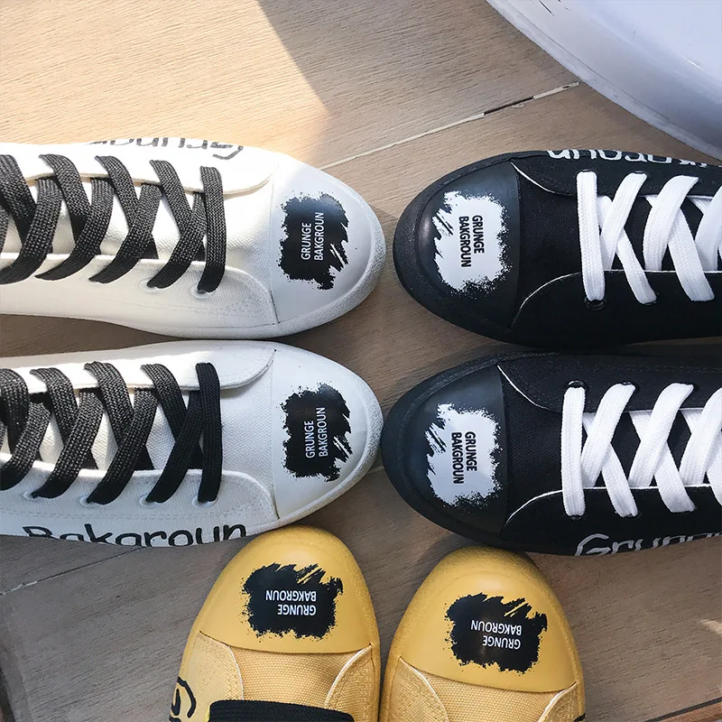 Кеды мужские с высоким верхом холщовые кроссовки буквенным принтом цветочным