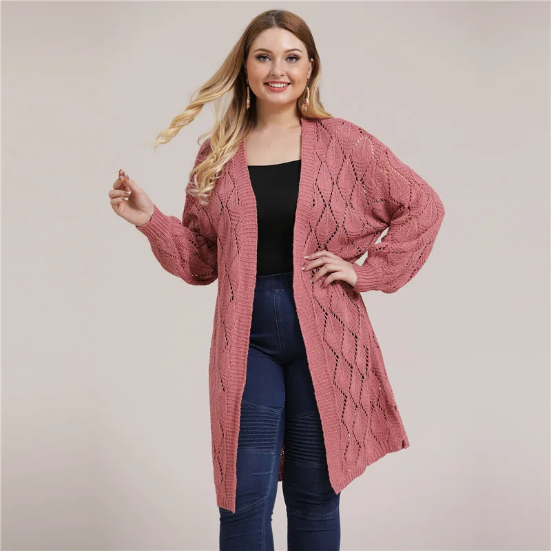 

Женский кардиган с длинным рукавом, большие размеры, Свитера для девушек, розовые свитера, платье, толстые однотонные вязаные кардиганы с фо...