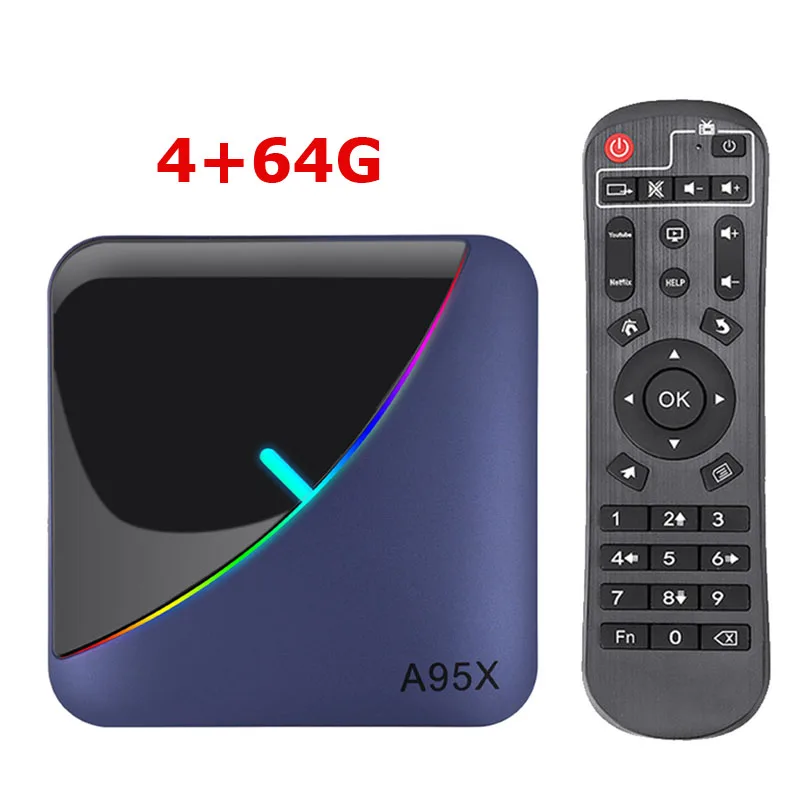 4G64G A95X F3 Amlogic S905X3 RGB светильник ТВ приставка Android 9,0 8K 60fps Wifi медиаплеер A95XF3 - Цвет: 4G64G