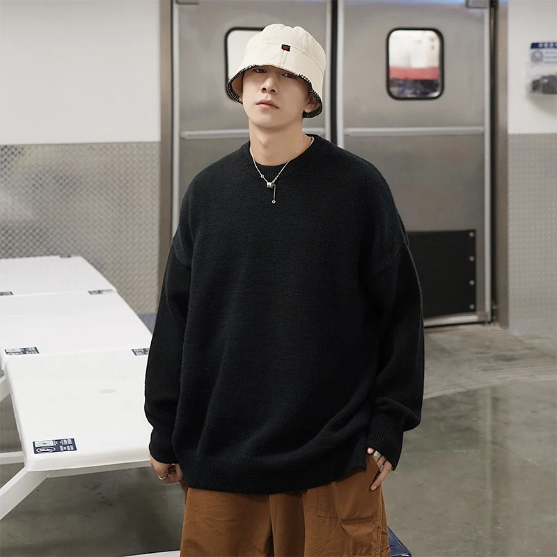 

Sweater Men 2020 Autumn Winter Jersey Jumper Solid Color Hombre Pull Homme Oversized Pullover Men O-neck Knitted Sweaters XXL