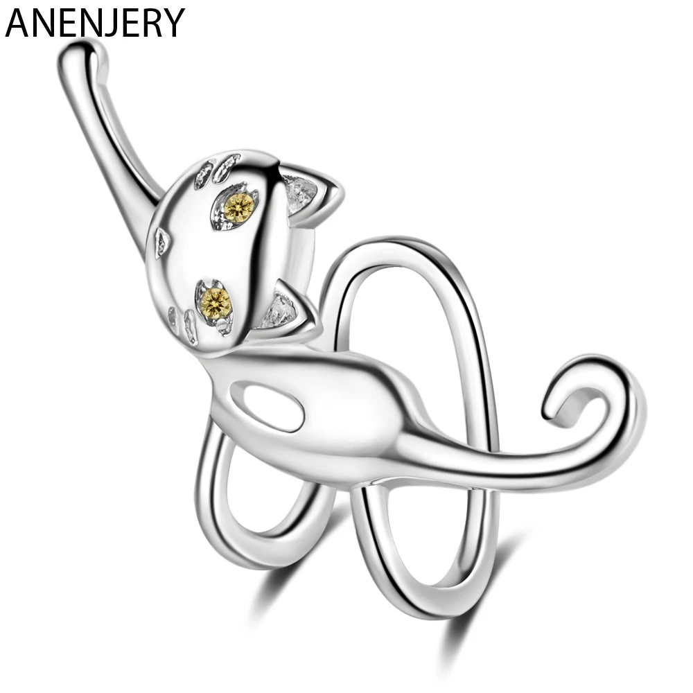 ANENJERY простой изящный 925 пробы серебро сердце Форма клипсы для Для женщин цепи