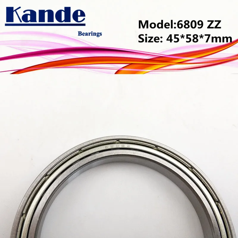 6809ZZ 45x58x7 ABEC 1 2 шт. 6809 ZZ Тонкий сечение глубокий паз шарикоподшипник 61809