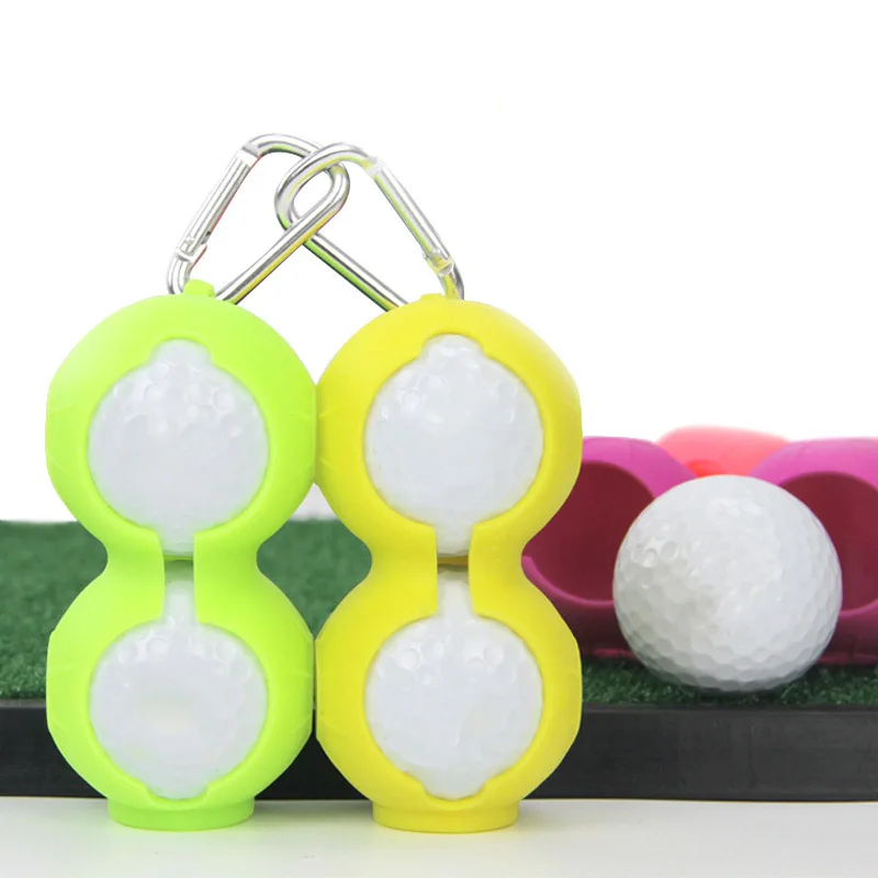 HOT 2Pcs Silicone Golf Ball Protective Cover Soft Waist Holder Sleeve storage Bag with Carabiner Keyring Golfing HV99 | Спорт и