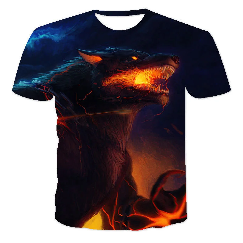 

Summer T-shirt Fashion New Cool Animal Wolf 3d Printed Children's Wear Casual Short Sleeve Sportswear T-shirt Top