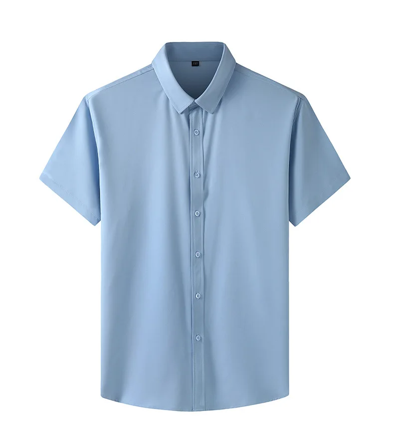 Рубашка мужская офисная с коротким рукавом фиолетовая черная синяя большого