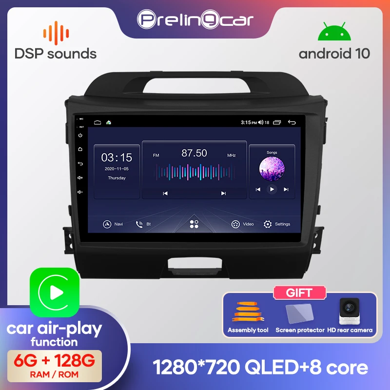 Prelingcar для Киа Спортейдж 3 авто магнитолы До 4G+64G Android 10 8 ЯДЕР DSP Навигация GPS