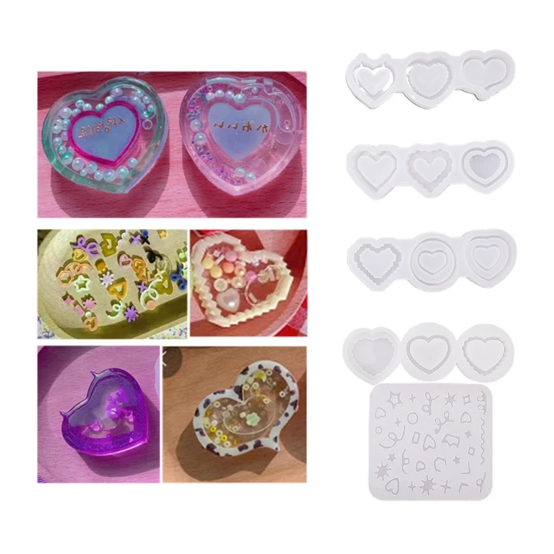 

Creative Love Heart Quicksand Epoxy Resin Mold Keychain Pendants Silicone Mould DIY Crafts Jewelry Decorations Casting
