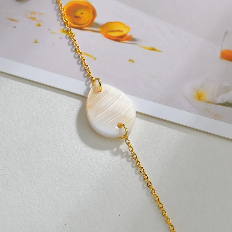 

2021 New Fresh Water Pearl Bracelets For Women Stainless Steel Gold Color Tassel Chain Shell Bracelets & Bangles Gift